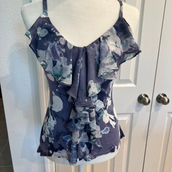 ruffle y2k 2000s boho top with with floral print - Picture 1 of 4